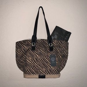 Vince Camuto Zebra Elsy Burlap Bag Tote